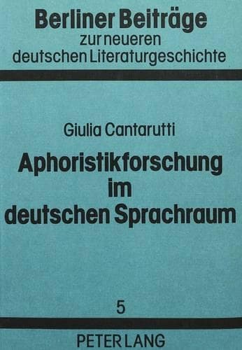 Cover of Aphoristikforschung Im Deutschen Sprachraum
