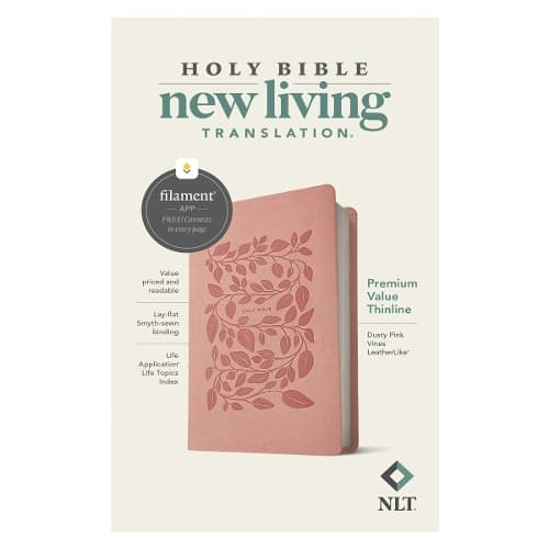 Cover of NLT Premium Value Thinline Bible, Filament-Enabled Edition (Leatherlike, Dusty Pink Vines)