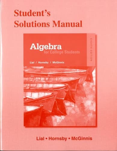 Cover of Student Solutions Manual for Algebra for College Students