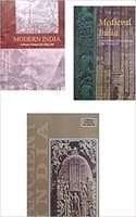 Cover of Ancient India By Ram Sharan Sharma, Medieval India By Satish Chandra, Modern India By Bipan Chandra A History Textbook For Class 11 & 12 ( Old NCERT Book 1990 ) Set Of 3 Books (Paperback, NCERT)