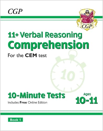 Cover of 11+ CEM 10-Minute Tests: Comprehension - Ages 10-11 Book 1 (with Online Edition)