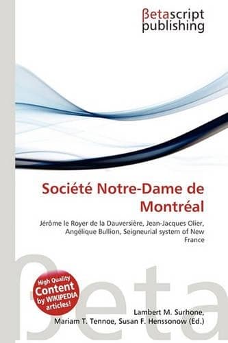 Cover of Societe Notre-Dame de Montreal