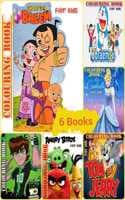 Cover of Colouring Book For Kids (Pack Of 6 ) | Children Copy Colour The Cartoon Characters | Doraemon, Motu Patlu, Dora, Books