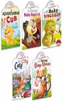 Cover of Sawan Set Of 5 Story Books Baby Animals Series (Adventurous Cub,Baby Squirrel,Baby Dinosaur,City Calf & Baby Mouse)