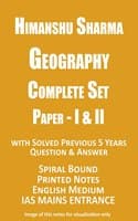Cover of Complete Set Geography Paper 1 and 2 Notes by Guidance IAS Previous 5 Years Questions for Mains