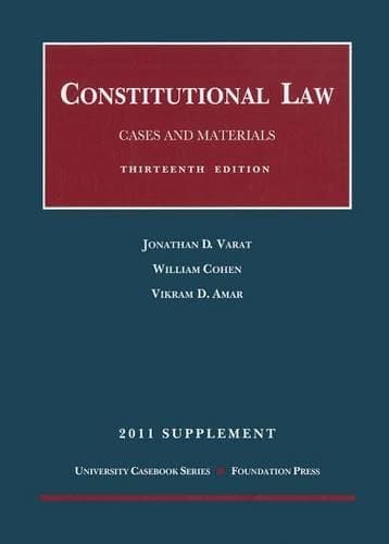 Cover of Constitutional Law, Cases and Materials, 2011 Supplement